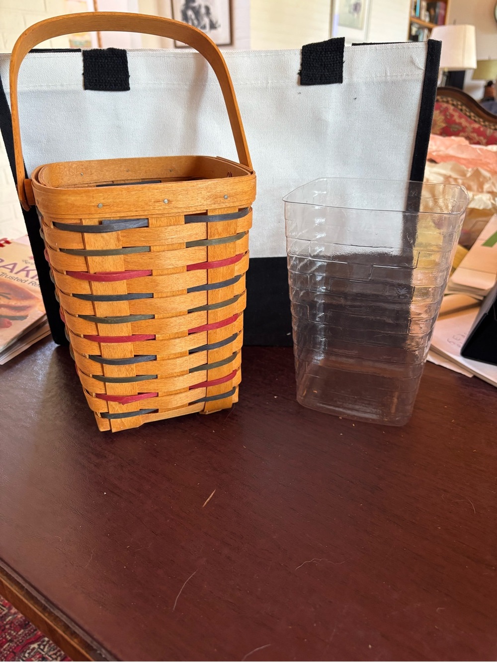 Longaberger Vintage 1996 Woven Traditions Large Peg Basket plastic protector